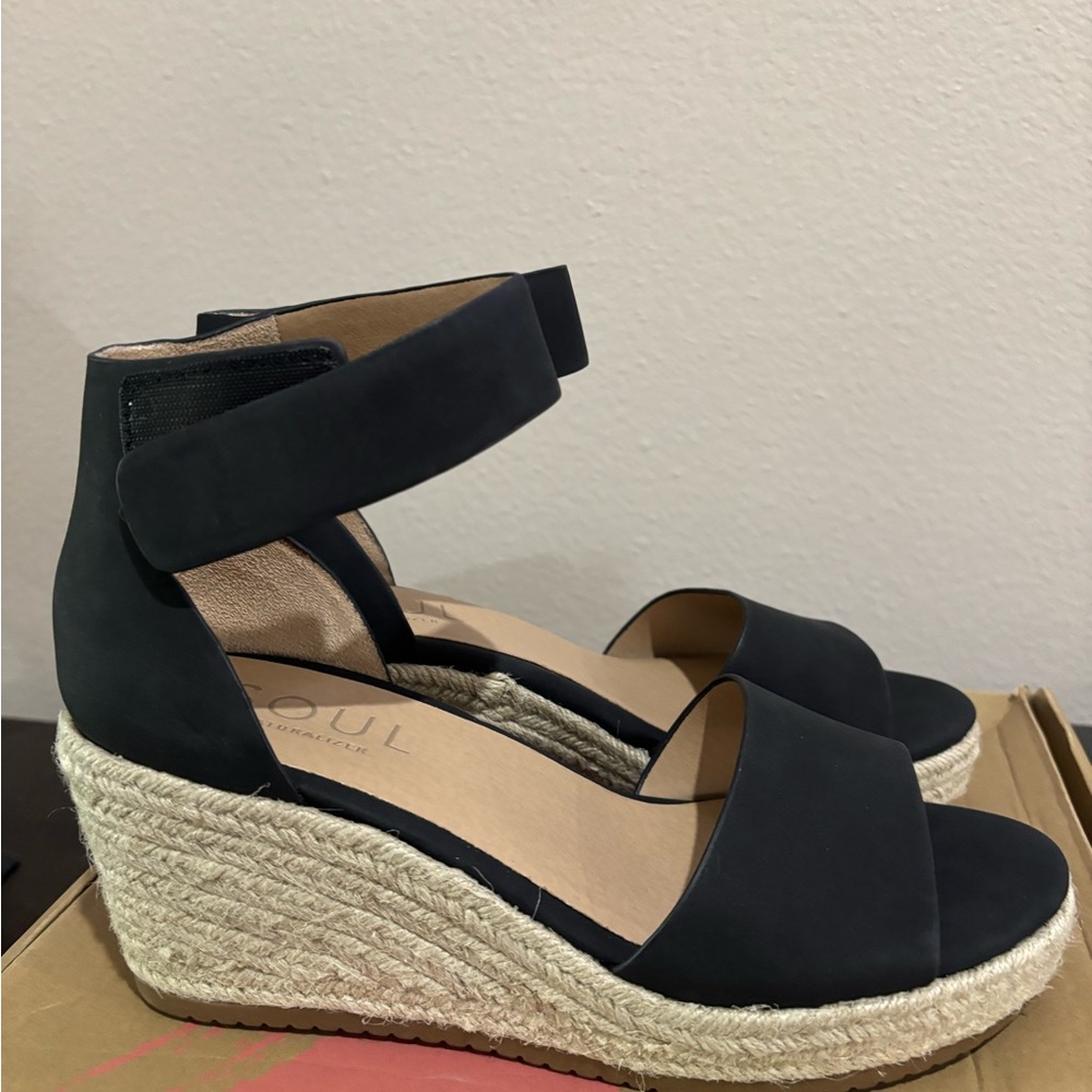 SOUL Naturalizer Women's Black Oakley Wedge Sandals Size 8.5M NIB - Picture 5 of 14